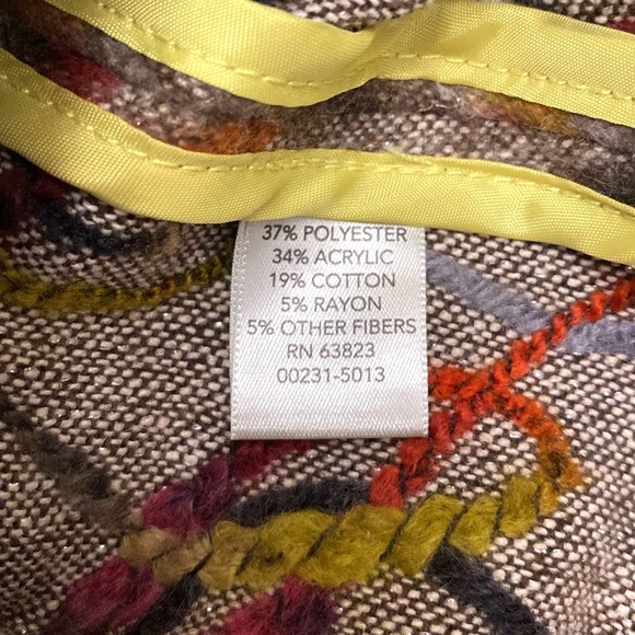 Christopher & Banks Brown Yellow Graffiti Button Down Sleeveless Vest Size M - Picture 10 of 11